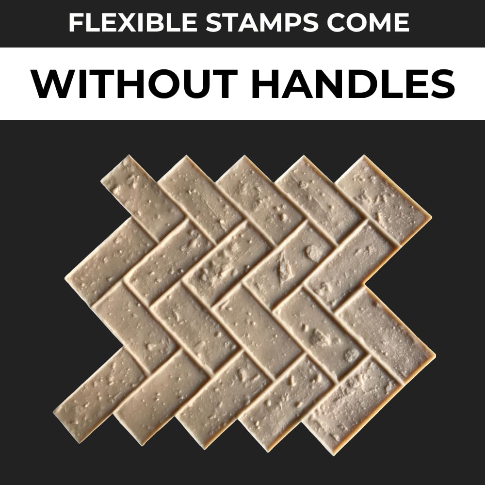 Vintage Herringbone Brick Concrete Stamps Set of 5 – Made in USA – 32.75" x 26" – Durable Polyurethane – Rigid & Flexible Forms for Driveways, Walkways and Patios – SM 4100/S-5