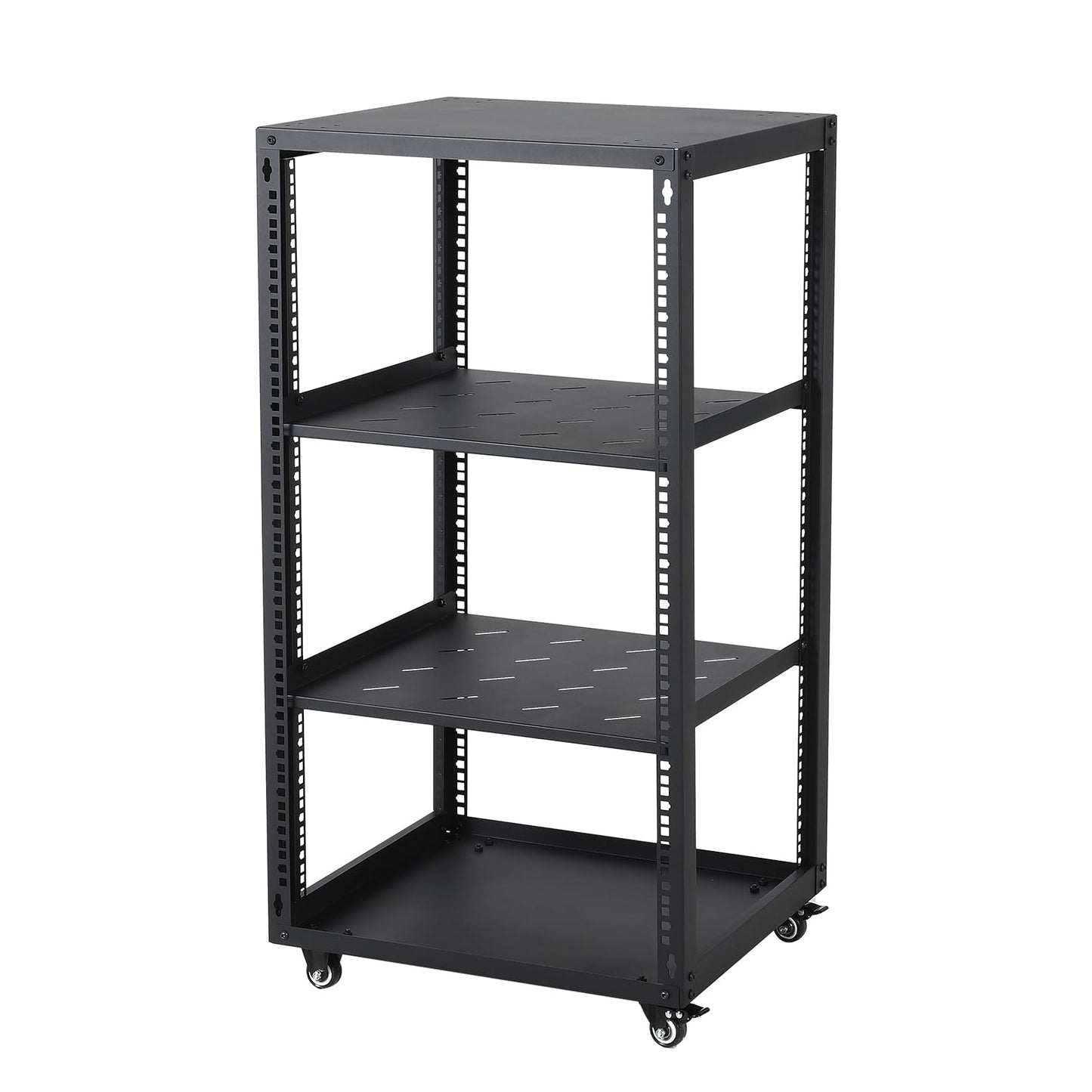 Garvee 20U Network Rack with Casters - Heavy Duty Open Frame Network/Server Rack for IT & AV Gear, Floor Standing or Wall Mounted IT Equipment Cabinet, with 2 PCS 1U Rack Shelves & Mounting