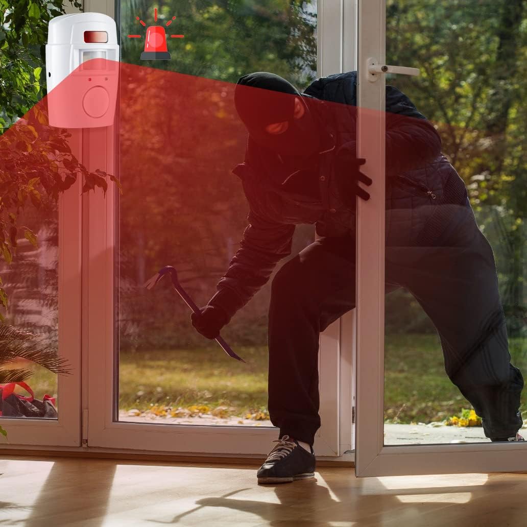 Mengshen 2 H88 Infrared Motion Sensor Alarm - Burglar Alarm with Remote Controls, Suitable for Home/Garages/Shops