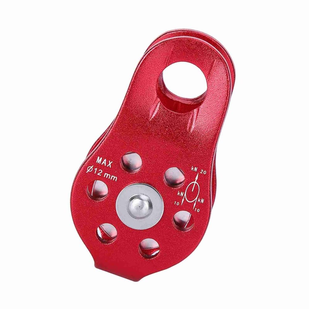 Chiffonade 2 Pcs 20KN Heavy-Duty Aluminum Alloy Pulley - Fixed Side Rope Pulley for Climbing, Rappelling & Outdoor Activities (Red)