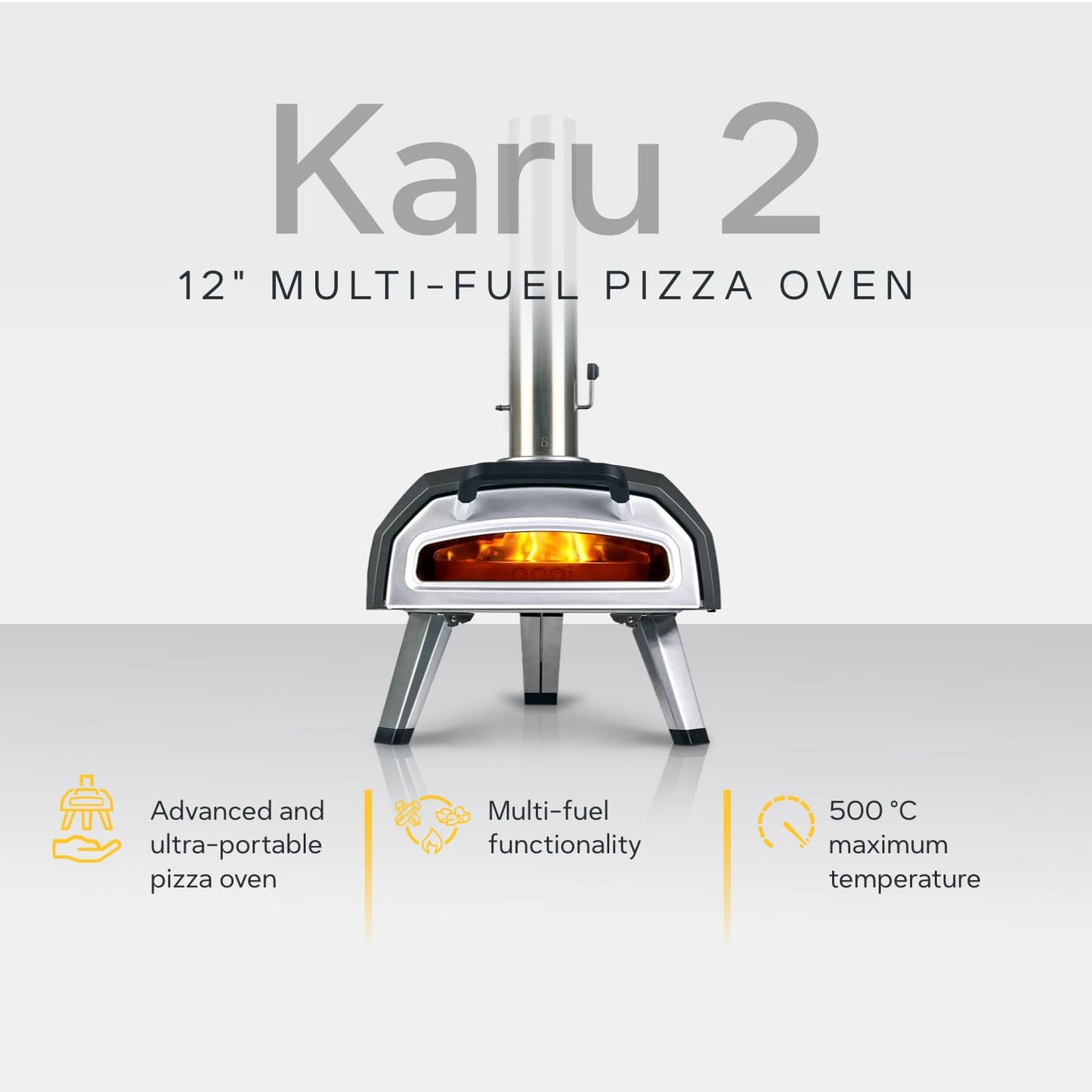 Ooni Karu 2 Multi-Fuel Outdoor Pizza Oven - Wood and Gas Outdoor Pizza Oven with Pizza Stone & Intergrated Thermometer, Pizza Oven Outdoor, Dual Fuel 12 Inch Pizza Maker, Outdoor Cooking Grill