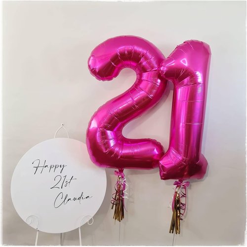 Hot Pink Number 1 Balloon - 40 Inch Shiny First Birthday Decoration for Boys & Girls