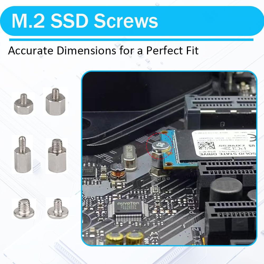 Trsewmi M.2 M.2 Screws, Motherboard Screw for Asus Gigabyte Asrock MSI Motherboards, Computer Screws for HDD, SSD, Fan