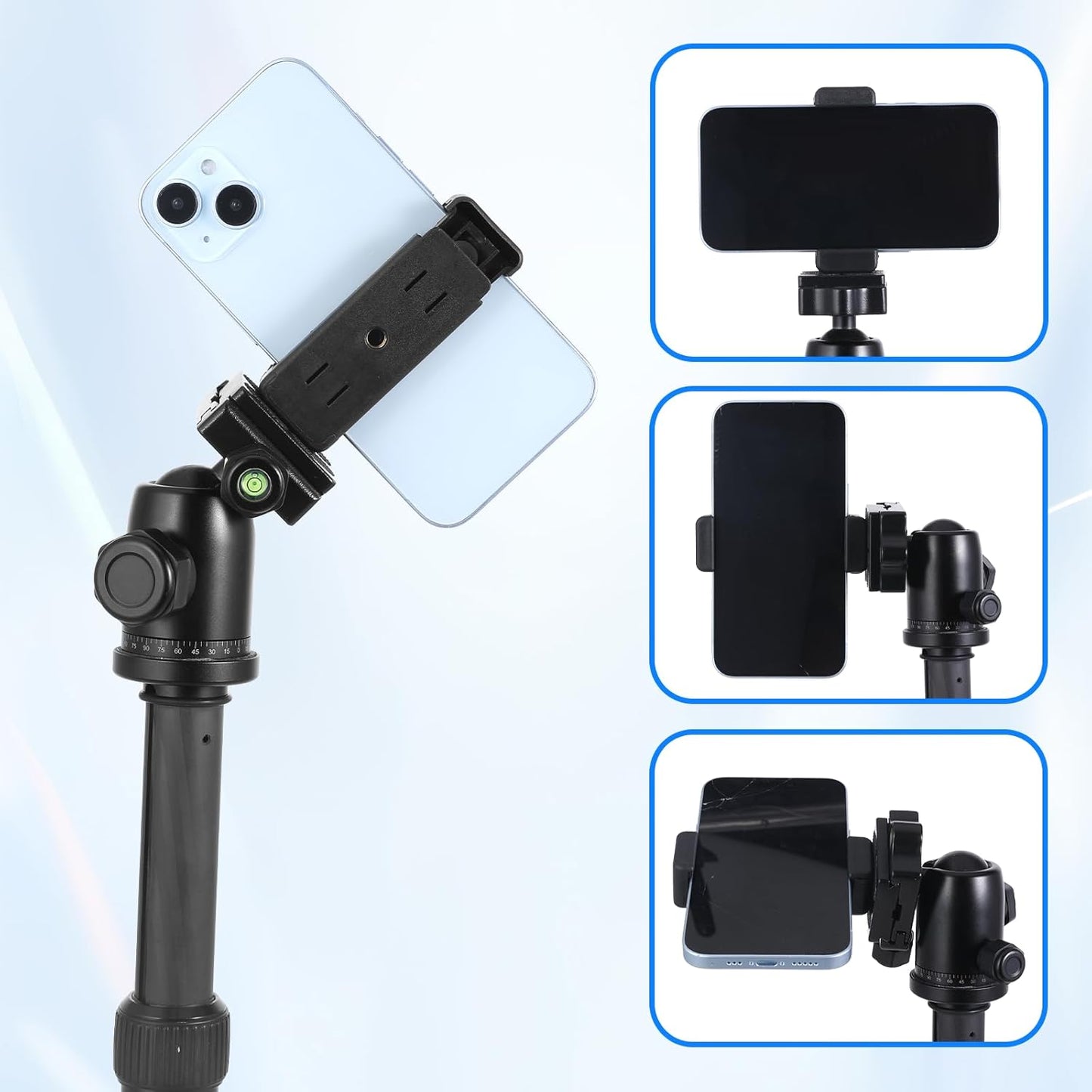 Bruislard 2 Pcs Universal Cell Phone Tripod Mount Adapter Expandable Phone Clip Phone Holder Clip Connector Head
