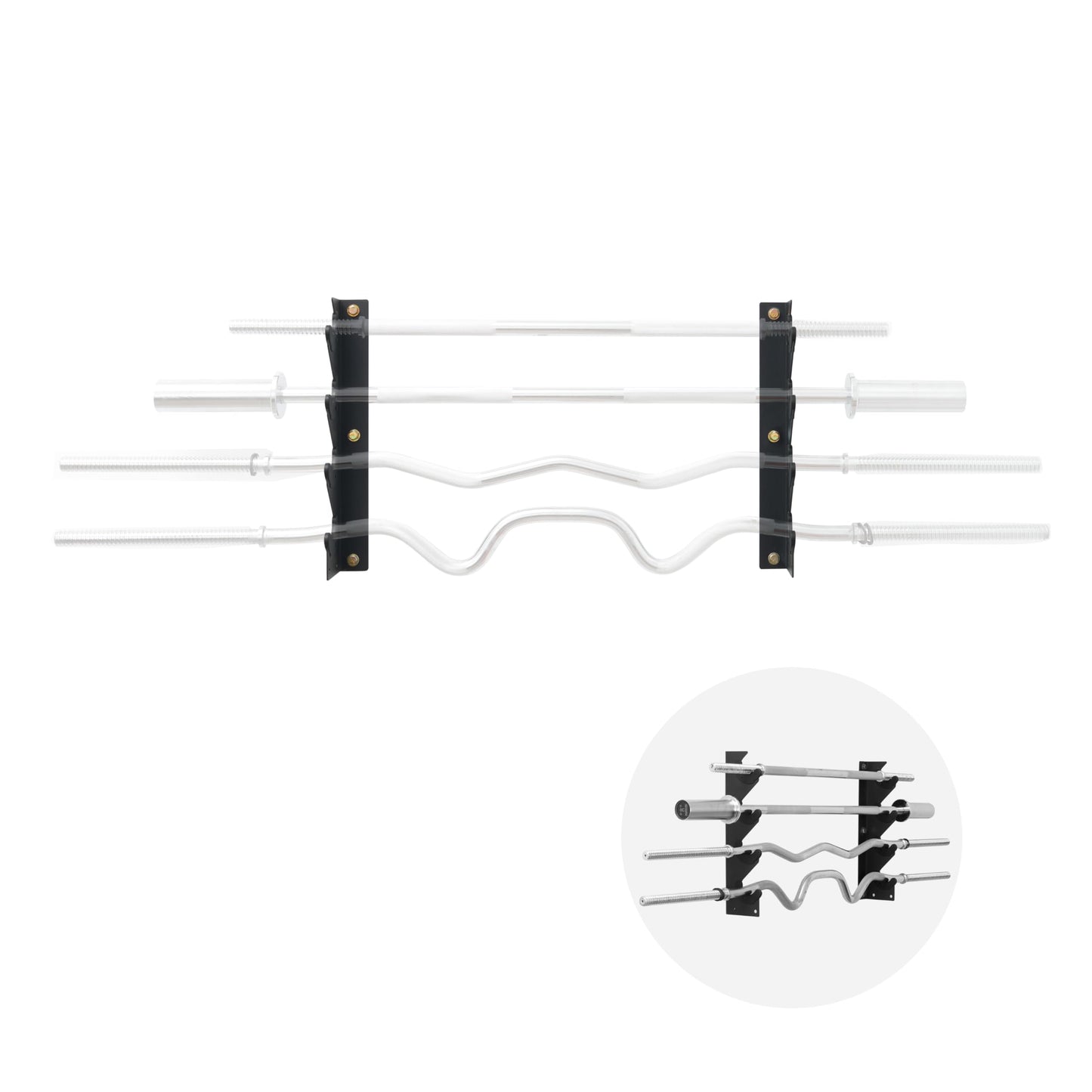 Barbell Rack Single Hook Wall Mount Heavy Duty Vertical Barbell Holder Weight Bar Holder for Olympic Barbell, Curl bar, Commercial or Home Gym Accessory (4 bars) (Black-4pis)