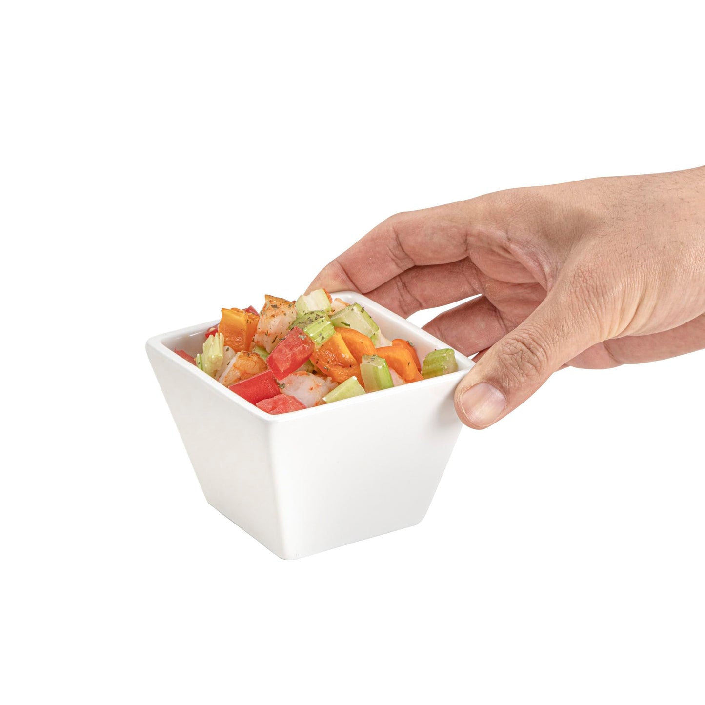 Restaurantware 6 Ounce Small Dessert Cups 10 Square Fondue Bowls - Oven Safe Chip Resistant White Porcelain Porcelain Dip Bowls Dishwasher Safe For Snacks Or Desserts