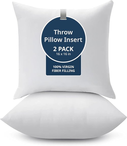 LANE LINEN Throw Pillow Insert - Pack of 2 White 16x16 Inserts for Decorative Couch Pillows