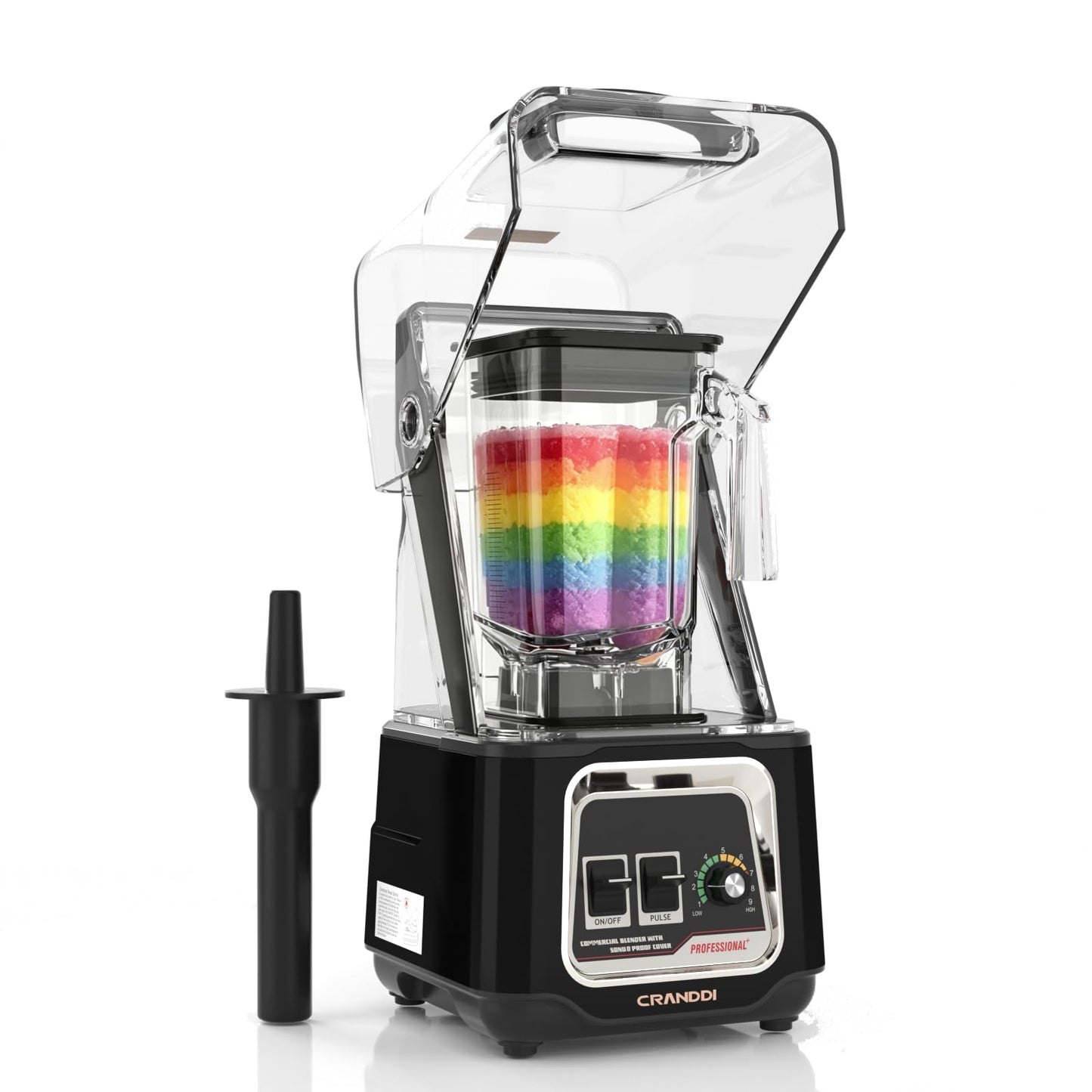 CRANDDI Commercial Blender, 2200W Countertop Blenders with Removable Shield, Quiet Smoothie Blender for Shakes and Ice Crushing, 52oz, 38000 RPM Professional Blenders for Kitchen, K80 (Black)