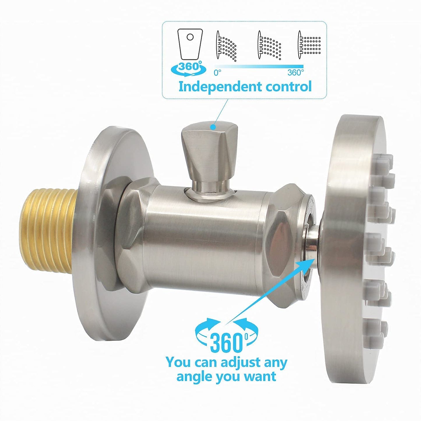 (Upgrade) Backnets Solid Brass Shower Body Spray with On Off Round Massage body jets Wall Mount Spa Jet Shower Heads, 2 inch Shower Body Sprayers Brushed Nickel, Rotating Shower Jet Water Flow Control