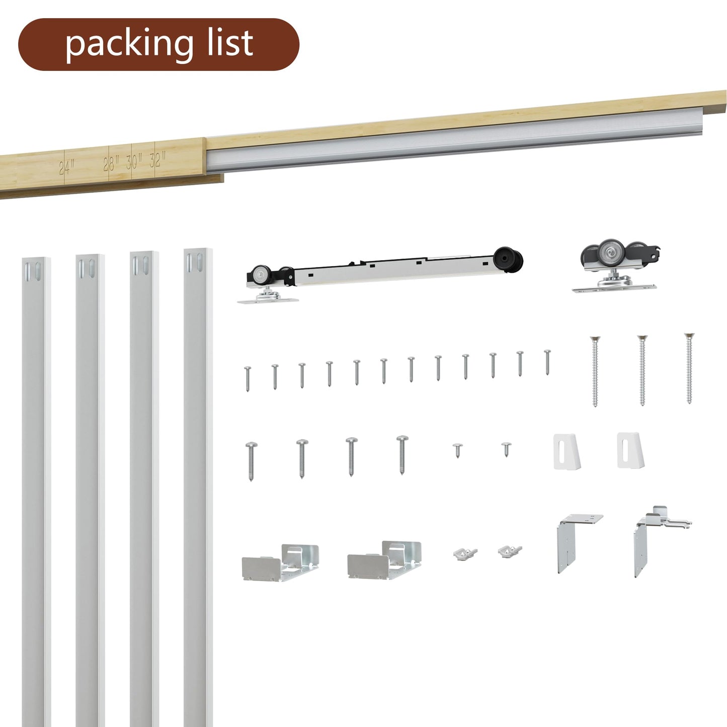 SongYung 24"-36"x 96" Pocket Door Frame Kit with 98LBS Soft Close Mechanism,Aluminum Track Hardware Suitable for Doors Wide 24"-36",2X4 Studs Wall,Smoothly and Quietly Easy to Install