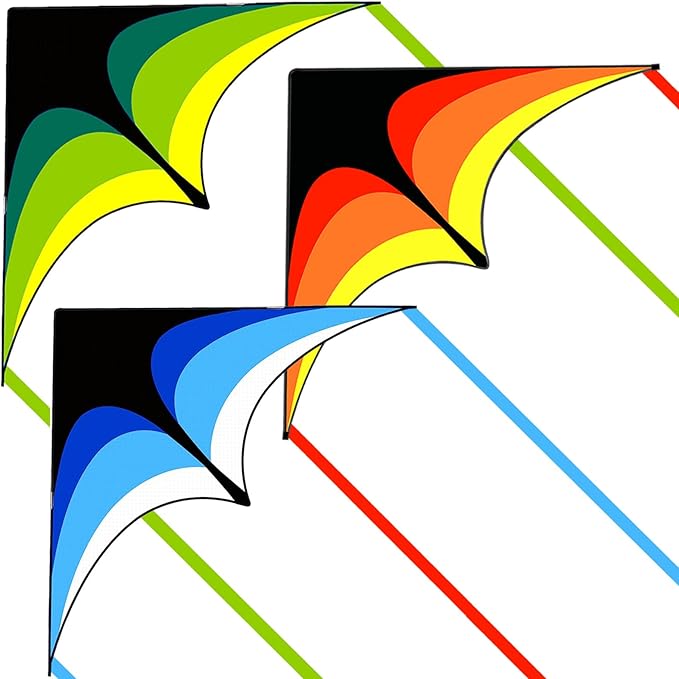 Mint's Colorful Life 3 Pack Delta Kites for Kids & Adults, Easy to Fly Large Kite Set for Beginners, Perfect Family Kites for Park and Beach Trip with 300ft String Included