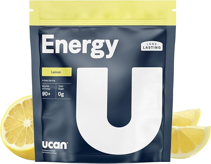 UCAN Energy Powder, Lemon, Keto, Sugar-Free Pre & Post Workout for Men & Women, Non-GMO, Vegan, Gluten-Free, Great for Runners, Gym-Goers and High Performance Athletes (28 Servings, 24.6oz)