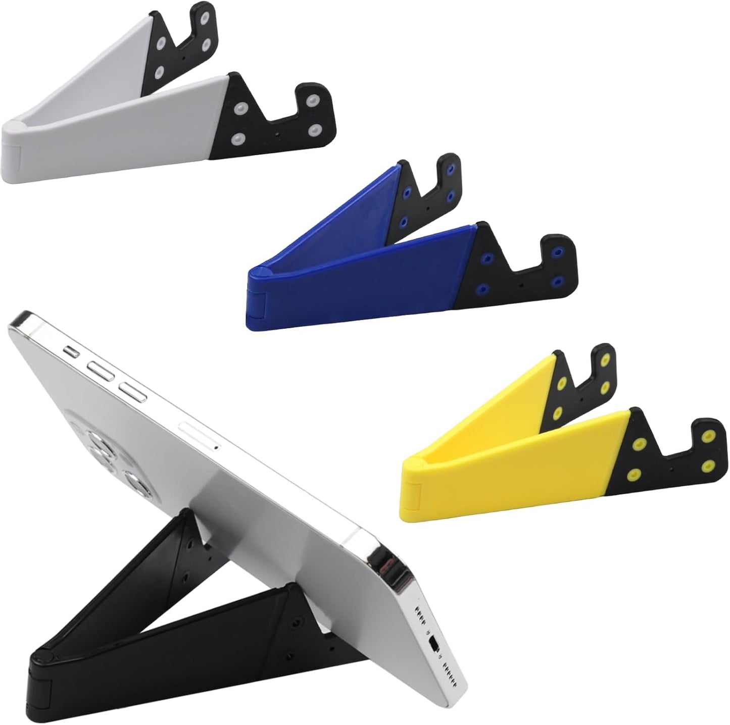 Ceemiaa Pack 4 Portable Mobile Phone Stand for Desk, Foldable Pocket Travel Holder, Universal V Smartphone Kickstand