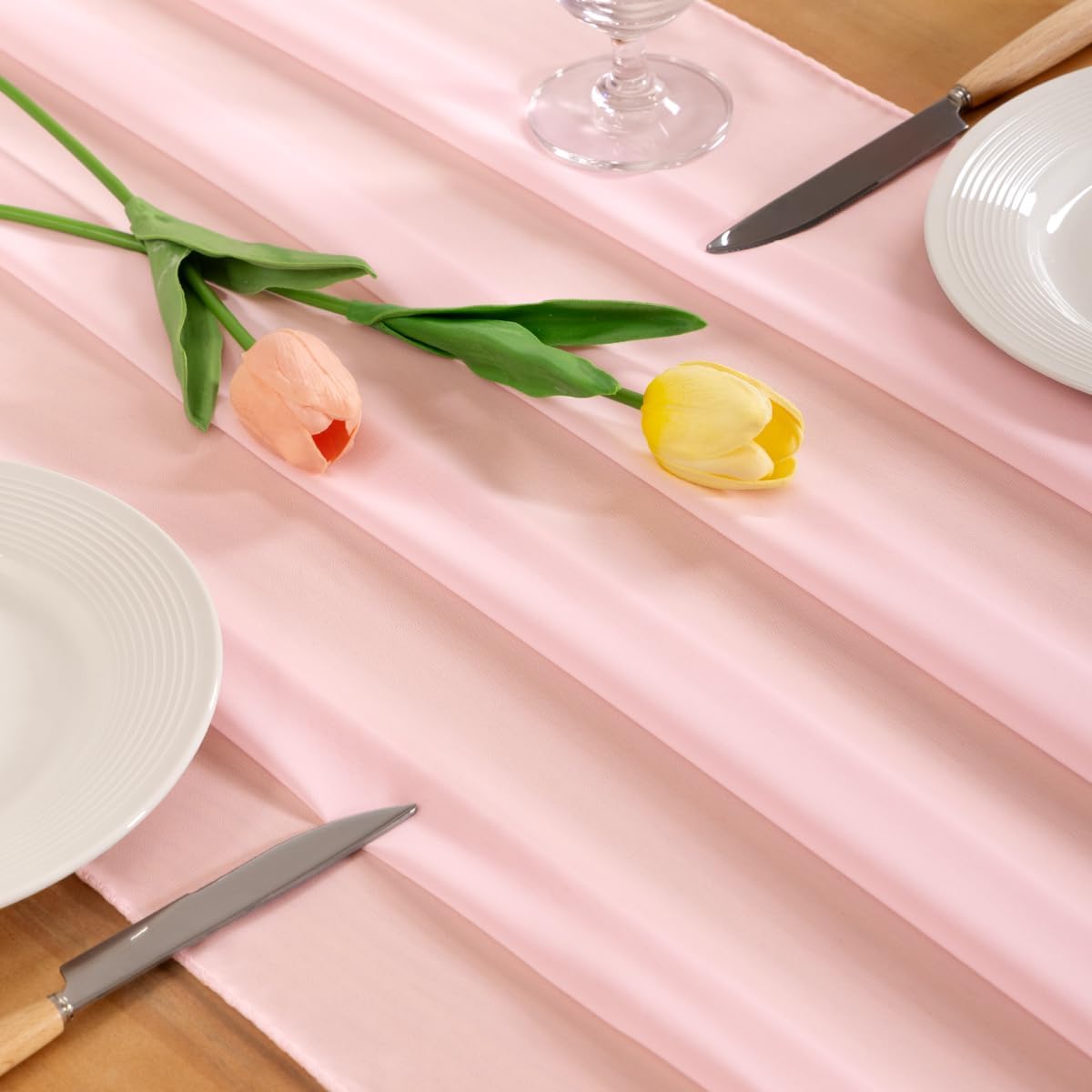Socomi Blush Pink Chiffon Table Runner - 10ft | Elegant Sheer Decor for Weddings & Events (29x120 Inches)