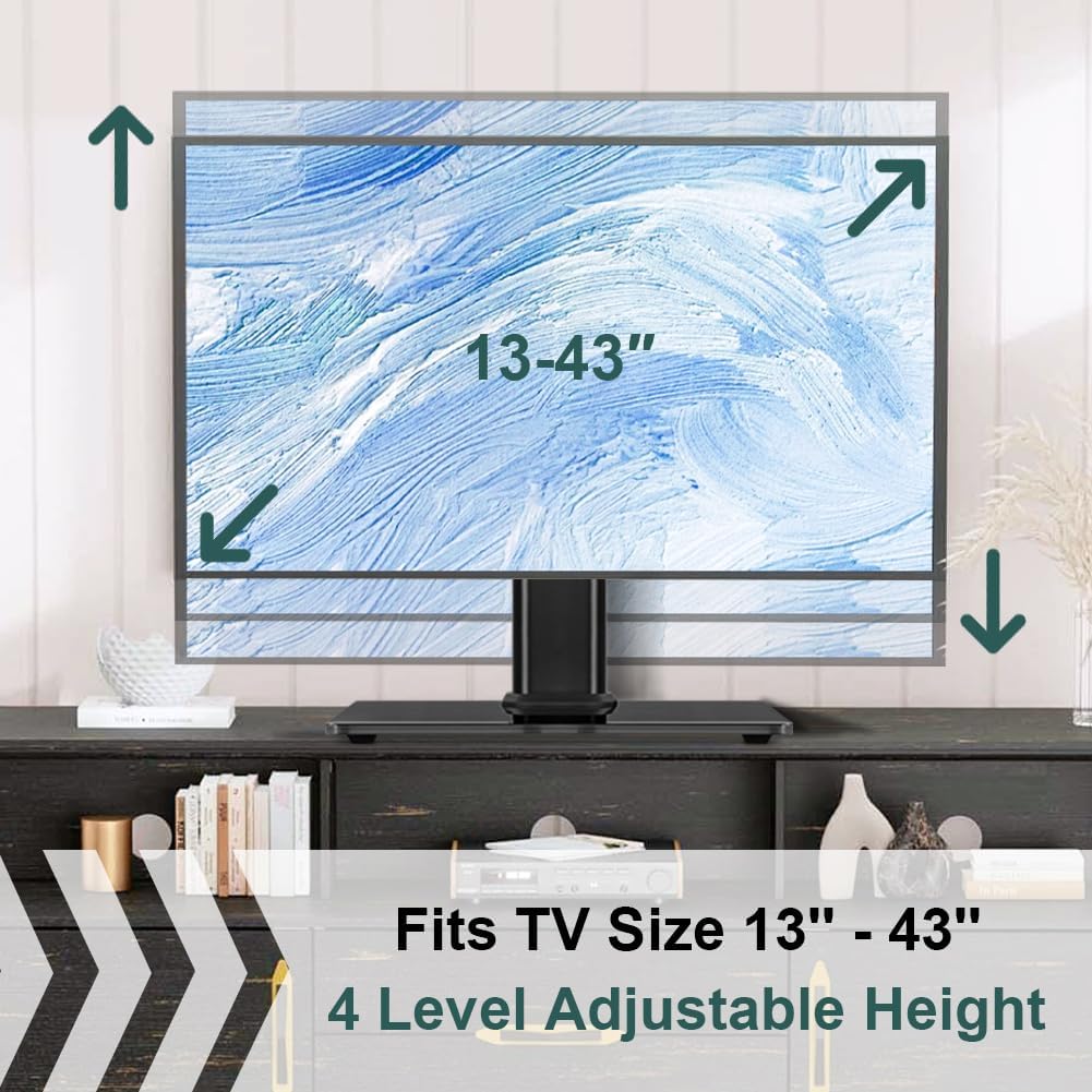 BFTOU 13"43" 4 77lbs Universal TV Stand for TVs Swivel Level Height Adjustable Table Top TV Mount Stand Holds up