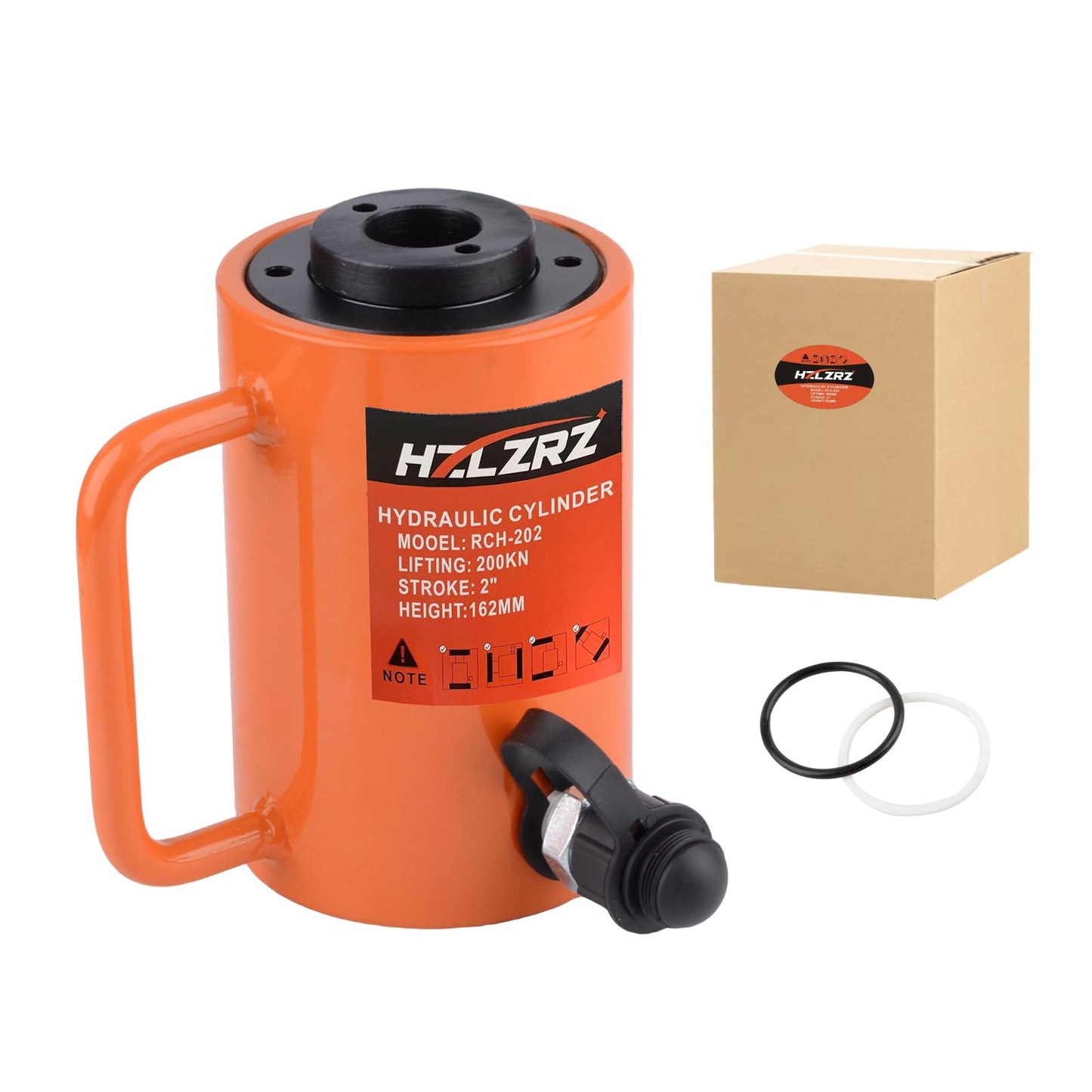 HZLZRZ 20T Hydraulic Cylinder Jack Hollow Single Acting Hydraulic Ram Cylinder, Hydraulic Lifting Cylinders 2"(50mm) and Porta Power Kit(RCH-202)