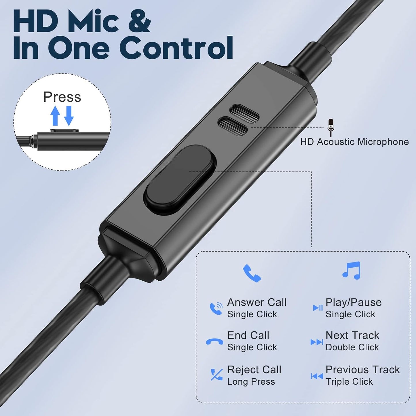 Yatloml MP3 3.5mm Wired Earbuds with Microphone, in Ear Headphones Wired with Heavy Bass Noise Isolation Magnetic