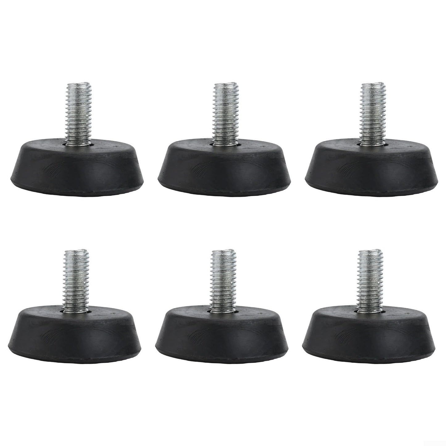 6pcs 3/8" Exercise Bike Foot Pads, Rubber Non-Slip Shock Absorption Pads for Stable Quiet Workouts, Anti-Vibration Leveling Feet with Wavy Grip Texture, Easy Install Replacement Parts, Black