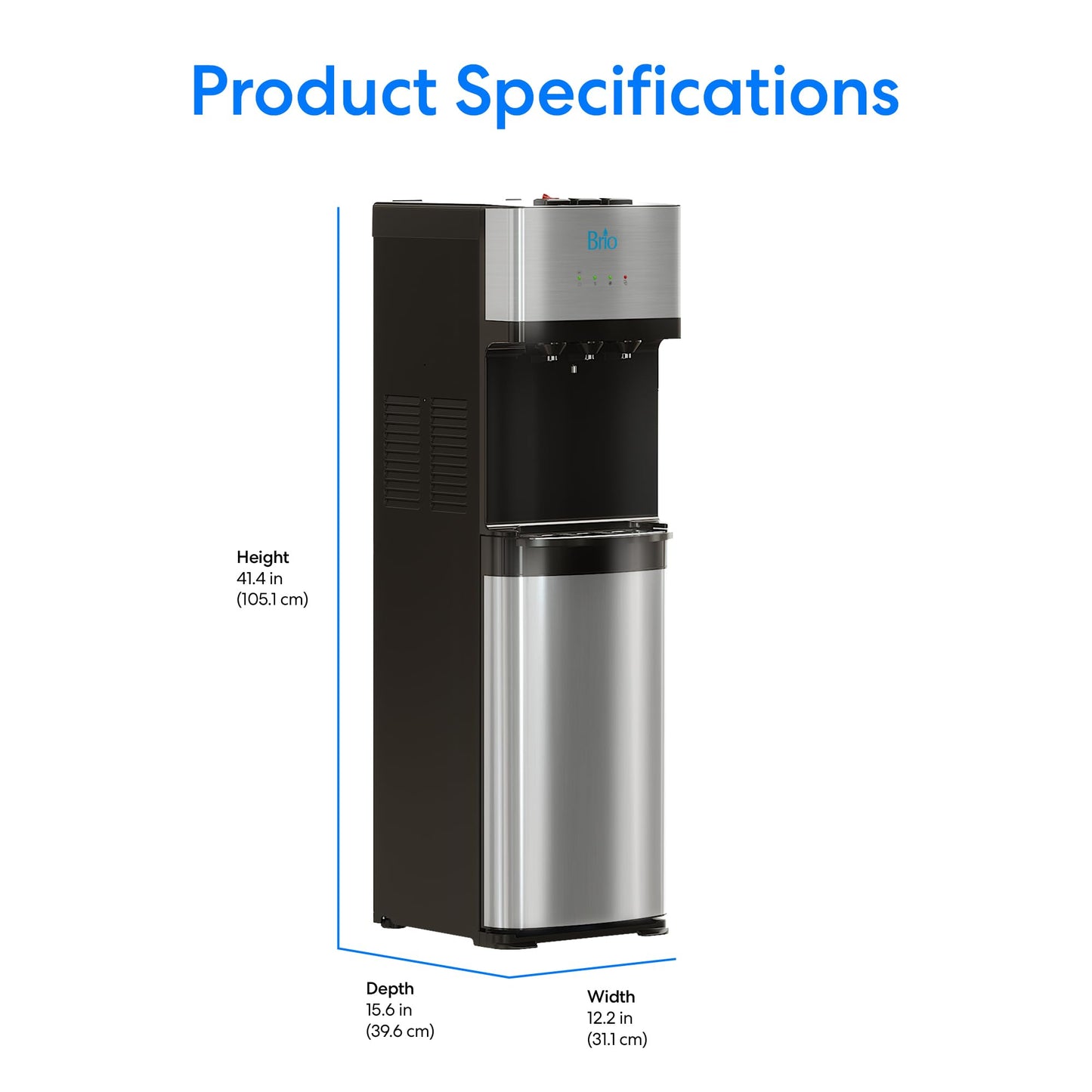 Brio Self Cleaning Bottom Loading Water Cooler Water Dispenser – Limited Edition - 3 Temperature Settings - Hot, Cold & Cool Water