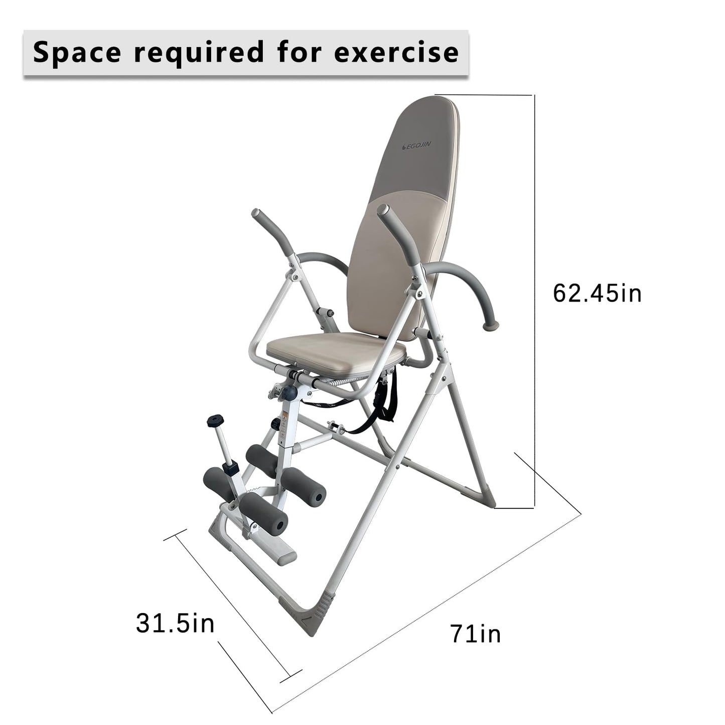 Inversion Table with Adjustable Backrest and Ankle Support, Comfortable Cushioned Seat, Safety Belt, Foldable Exercise Equipment