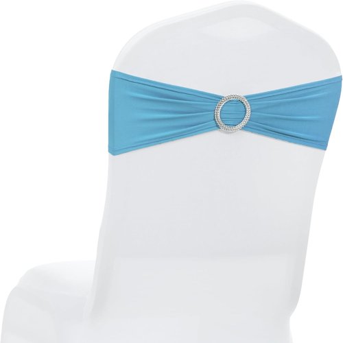 MDS Spandex Chair Sashes - Universal Fit Elastic Stretch Bands with Buckle for Weddings | Blue, Pack of 150