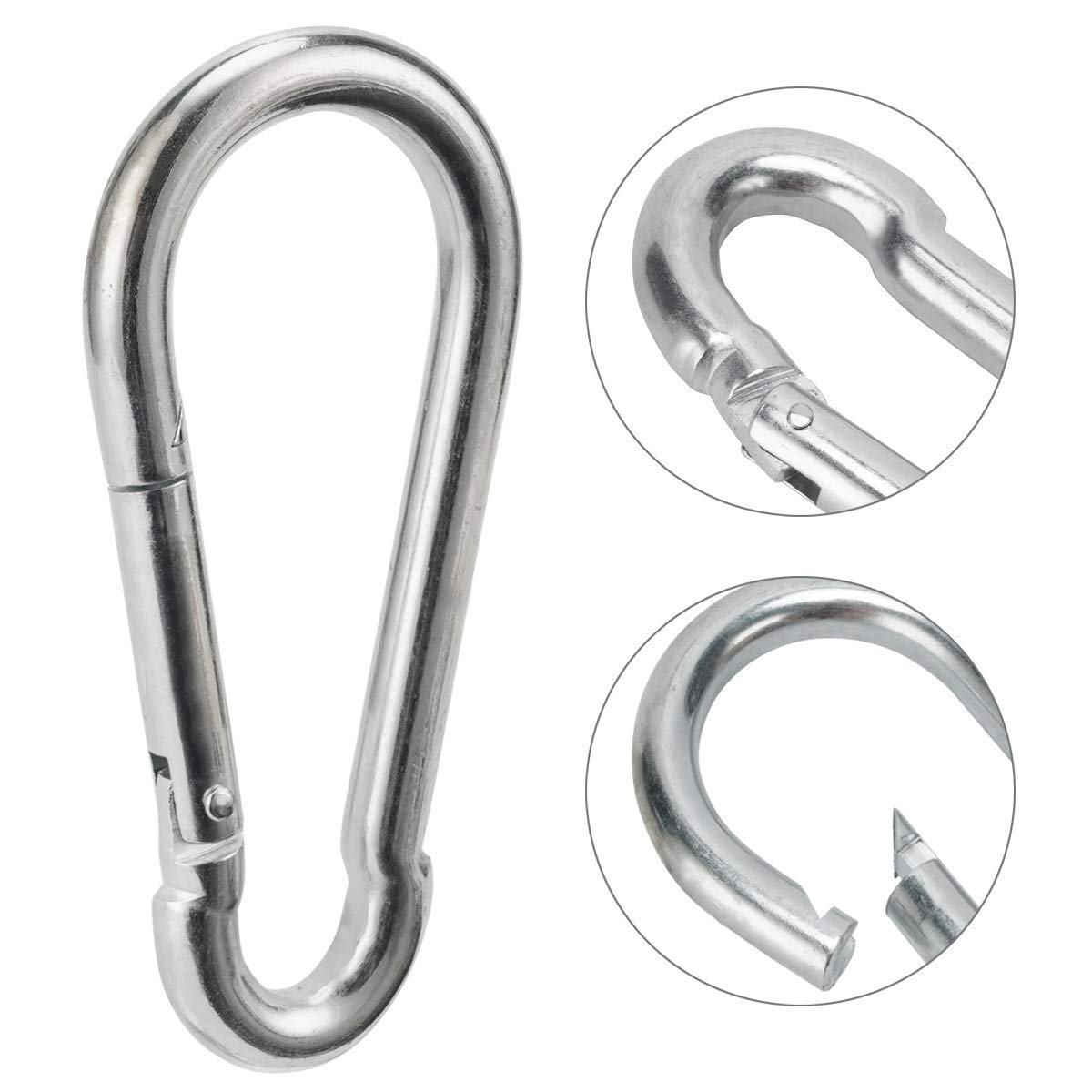 OWAYOTO Carabiner Clip 4 Inch Spring Snap Hook Heavy Duty 2pcs 10x100mm for Hammock Punching Bags Swing Chairs Gym Equipment Camping Hiking