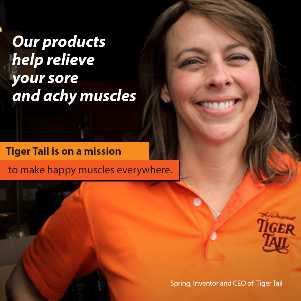 Tiger Tail 11in Massage Stick Portable Roller, Handheld, Deep Tissue Foam Roller for Legs, Neck, Calves, Thighs, Shins & Back, The Roadster 11, Made in USA, Orange Black