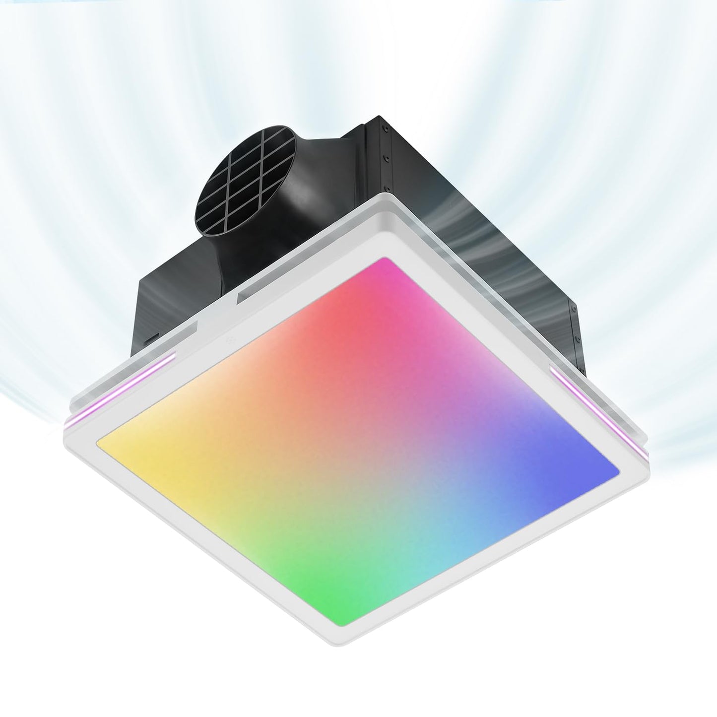 Zeyzer Bathroom Fan with Bluetooth Speaker & RGB Light, 11.8" Ceiling Exhaust Fan with Remote Control, 141 CFM, 1.0 Sone Quiet, 3.94" Duct, Adjustable White/Warm/Neutral Light
