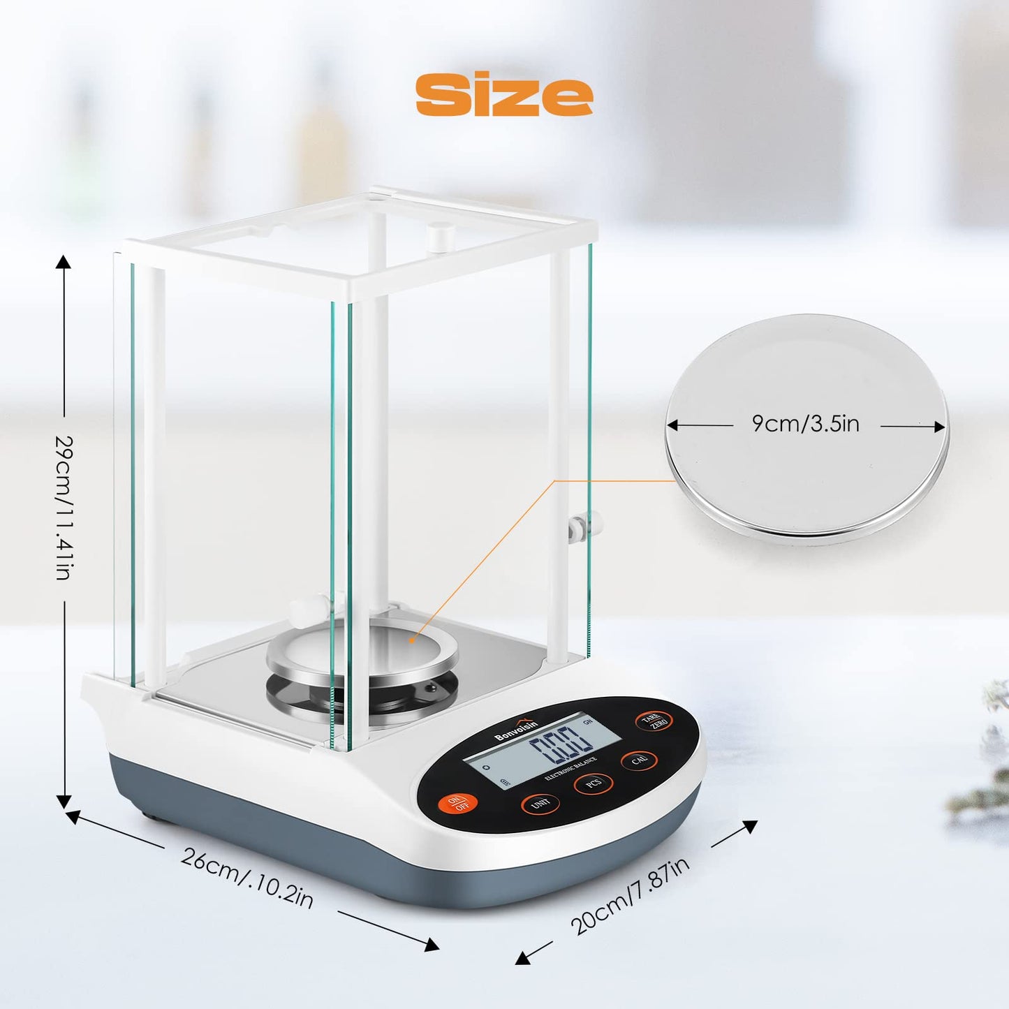 Bonvoisin Analytical Balance 500gx1mg Precision Lab Scale Digital Electronic Scale 1mg Laboratory Analytical Scale LCD Display Scientific Scale with Windshield (500g, 0.001g)
