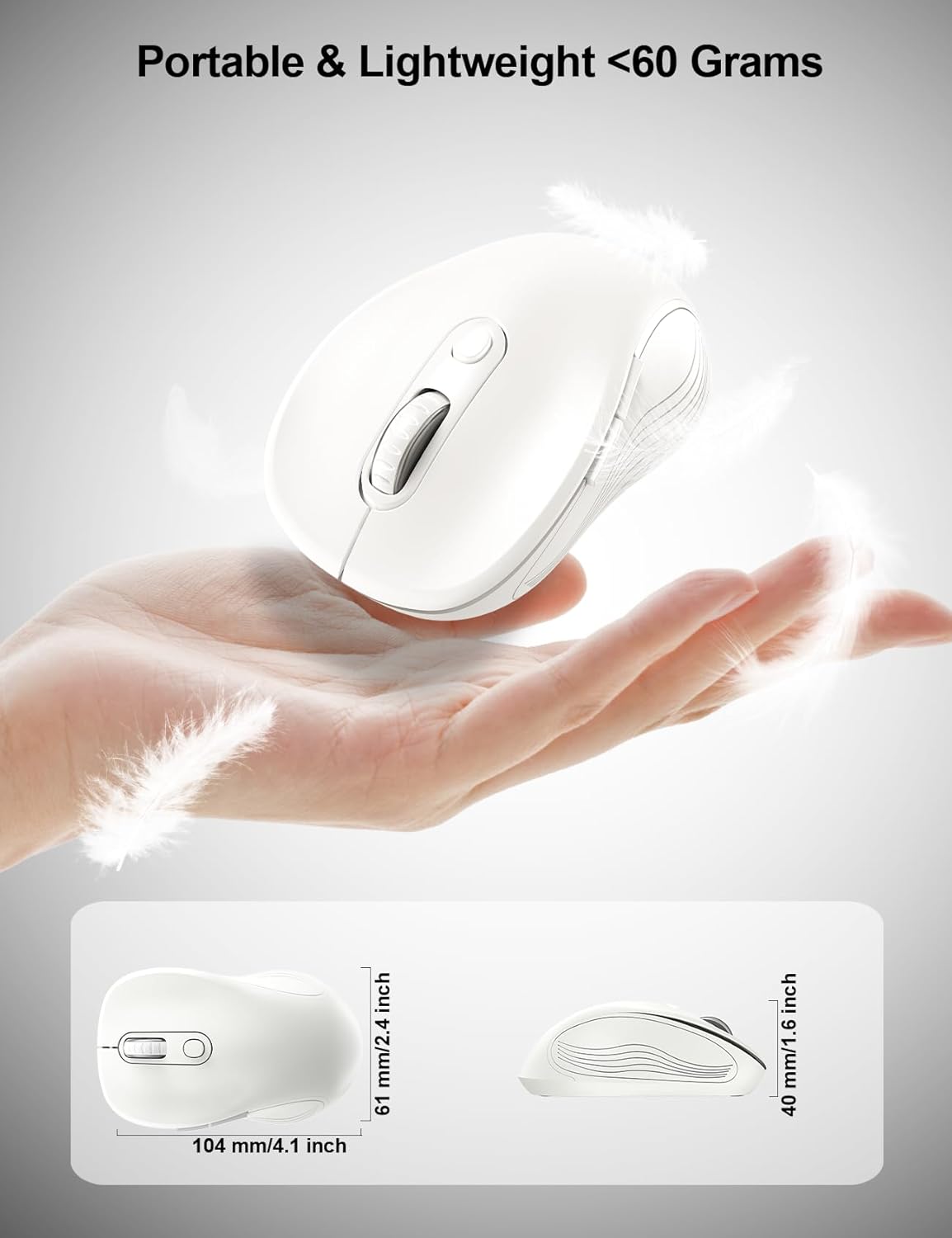 Trueque 2.4GHz 3 6 M01 Wireless Mouse for Laptop, Ergonomic Computer Mouse with Back & Forward Buttons, Adjustable DPI