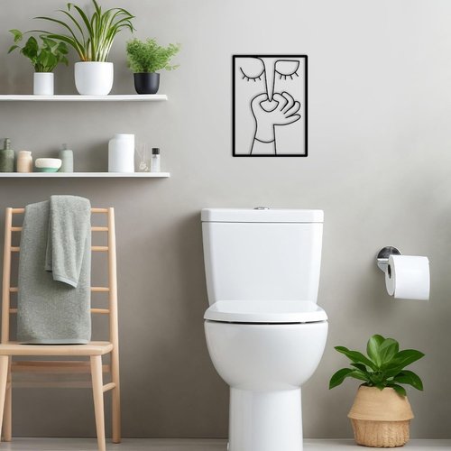 Goodangie00 Wall Art - Humorous Black Toilet Sign for Modern Bathroom Decor | 11.8" Hanging Artwork