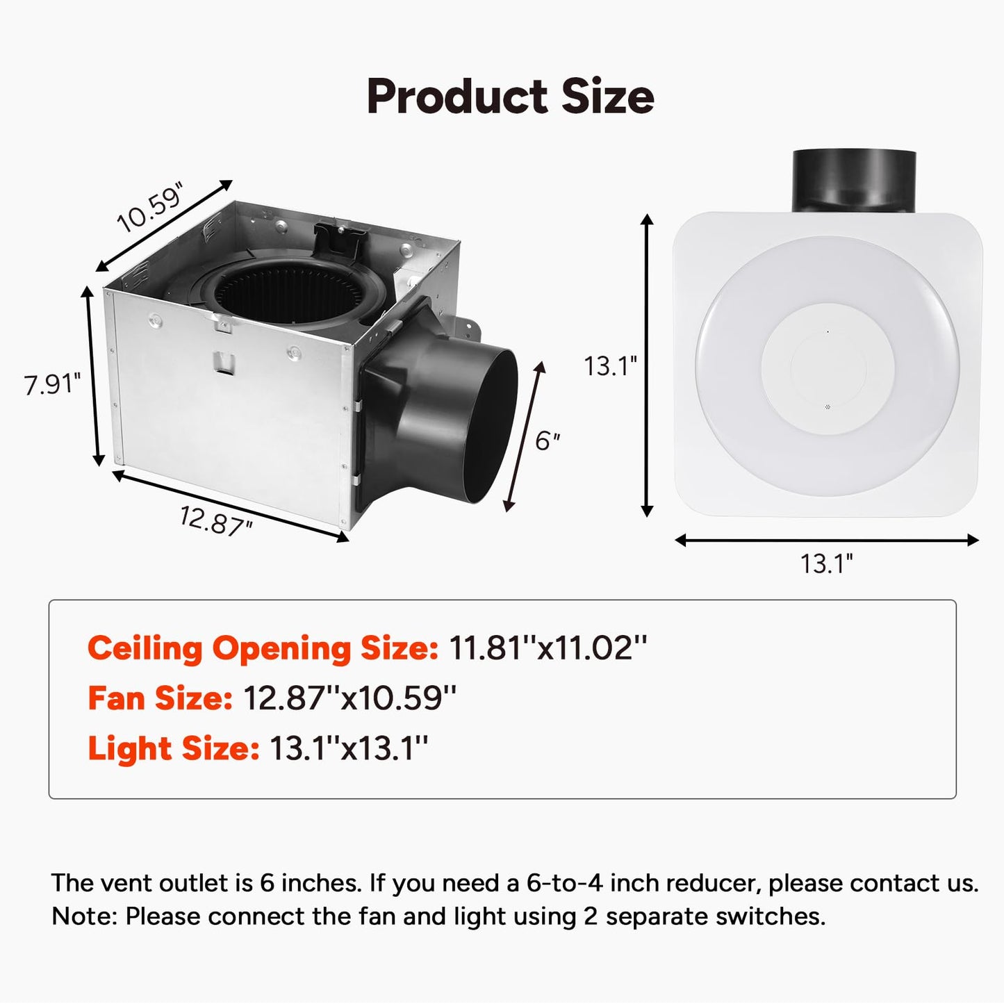 OREiN 3-in-1 Bathroom Exhaust Fan with Light & Humidity Sensor, 160 CFM, 1.0 Sone, Auto-On at 60% Humidity, 1500LM, 3CCT, Night Light, ENERGY STAR, HVI/FCC/ETL, Ceiling Opening 11.81''x 11.02''