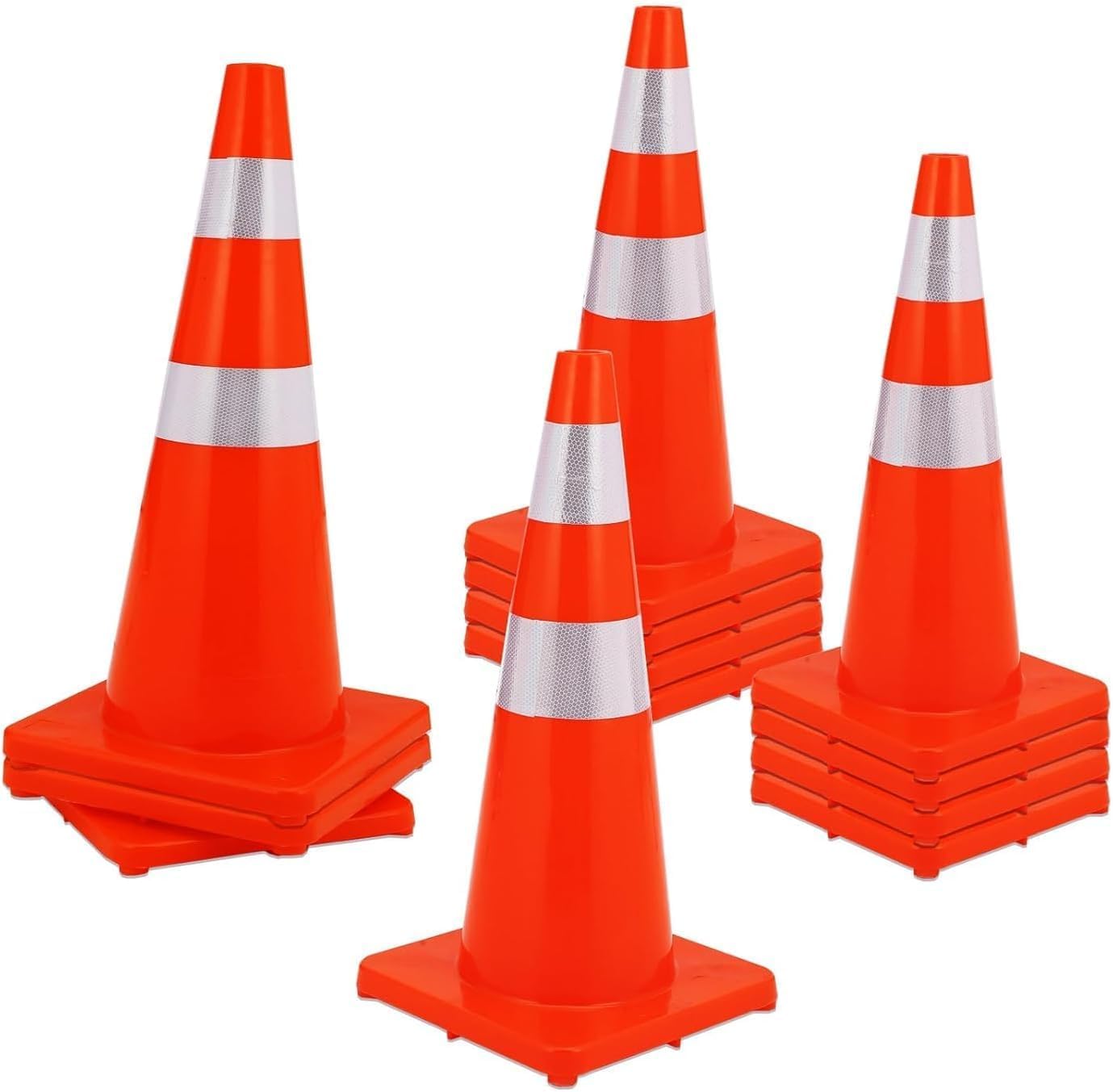 12 Pack 28 Inch Traffic Cones - Orange PVC Safety Cones,Stackable Traffic Cones Construction Cones For Parking Drivers Training Bulk,Driveway, Road Traffic Control