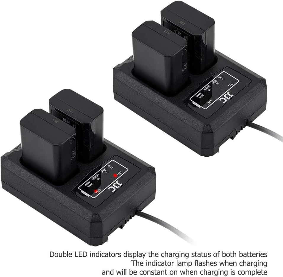 JJC 2-Pack FDA-EP10 A6000 A6100 A6300 NEX-7 NEX-6 Eyecup Eyepiece Viewfinder & Battery Charger for Sony Cameras