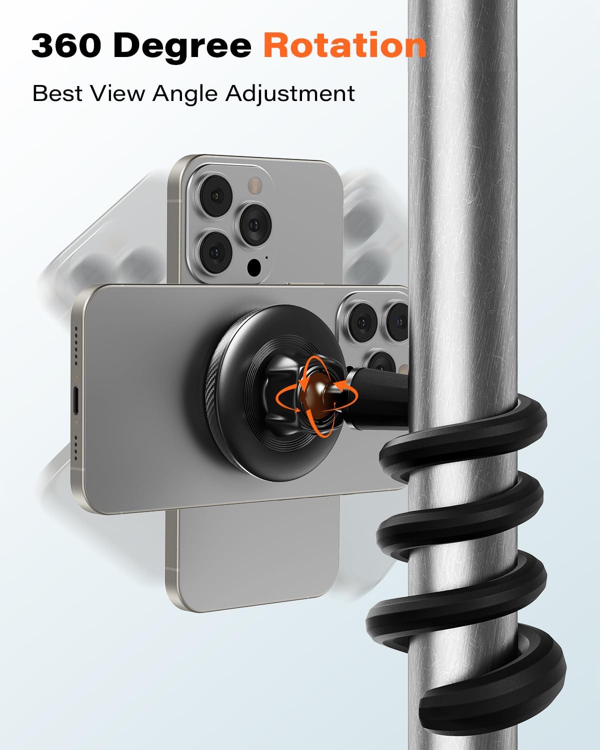 A2C Flexible Gooseneck Phone Holder for iPhone Magsafe, Long Arm Gym Magnetic Phone Holder for Treadmill Peloton