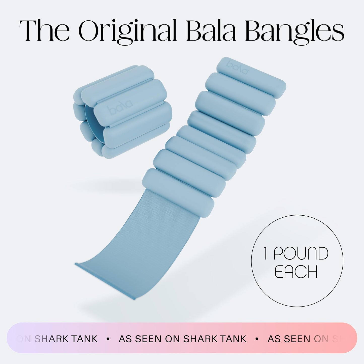 Bala Bangles Wrist & Ankle Weights for Women & Men - 1 lb Adjustable Weighted Bands - Soft Silicone Arm & Leg Weights for Pilates, Yoga, Walking, Barre, Home Workout & Strength Training Exercise