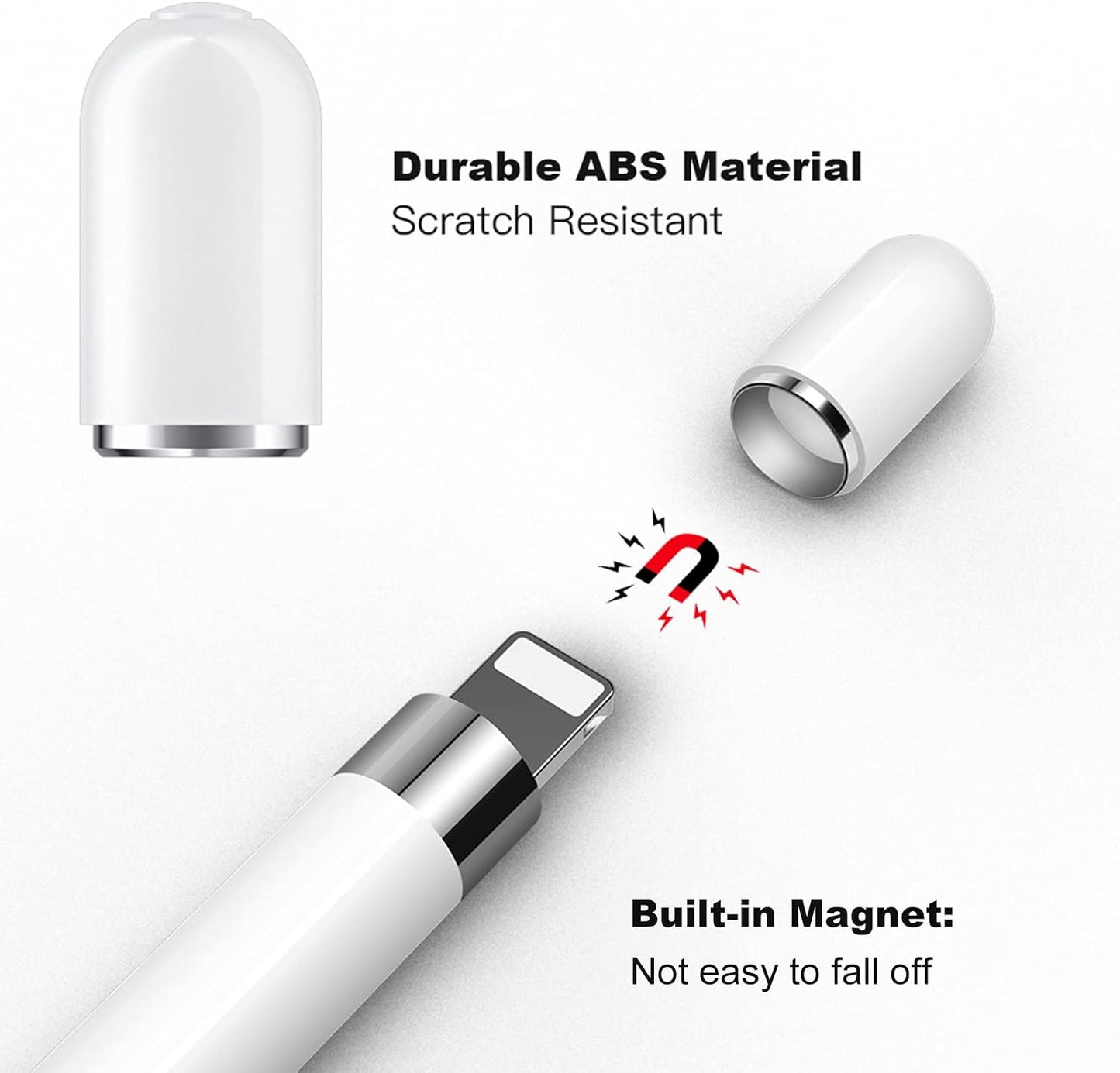 APETOO 4-Pack 1st 10 9 8 7 6, for Apple Pencil Cap, Magnetic Replacement Cap with Anti-Lost Silicone Holder for Apple