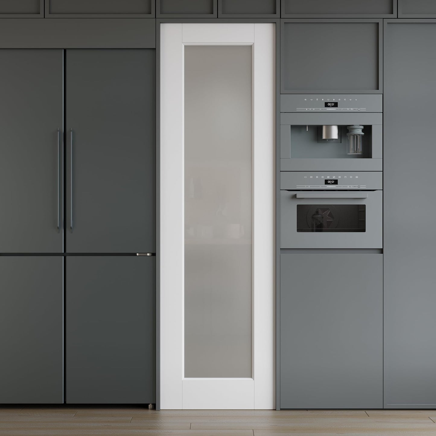 18 x 80 Interior Door Slab, Glass Door, Pantry Doors with Frosted Glass, Solid Core 1 Panel Prebuilt Panel, Paintable Bedroom Doors, Privacy Protected
