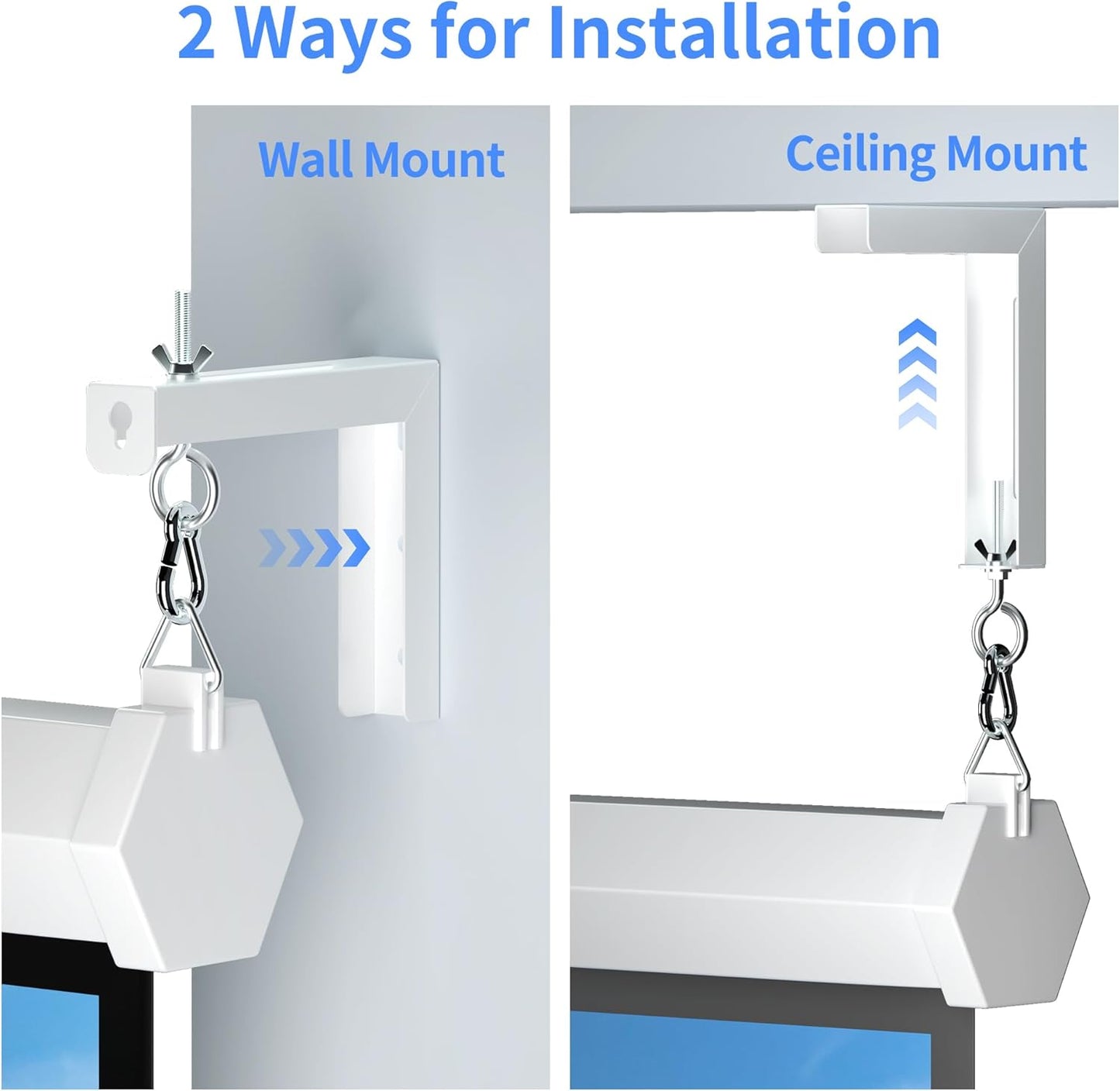 XINLEI 6 inch 66 lbs, PRL003W Universal Projector Screen Wall Mount L-Brackets Hanging Ceiling Mount, Adjustable