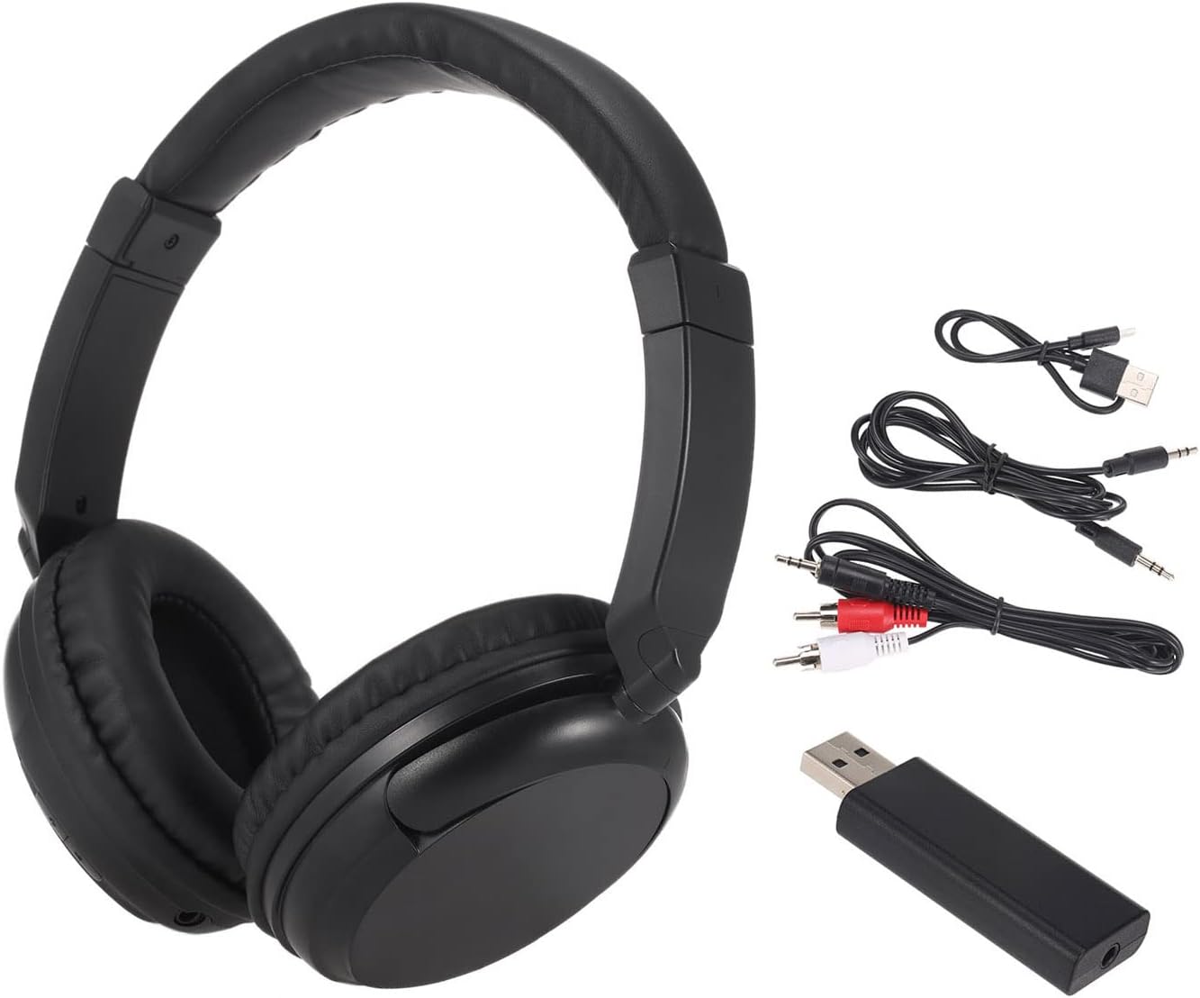 Sunydog 3.5mm Headset MP3 FM Headphones Over-Ear Music Earphones with Transmitter Cable, Wired Support FM Radio for TV