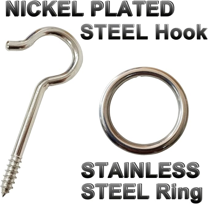 Hook and Ring Toss Game Swing Game DIY Kit -Stainless Steel Ring, Polyester Rope and Hardware