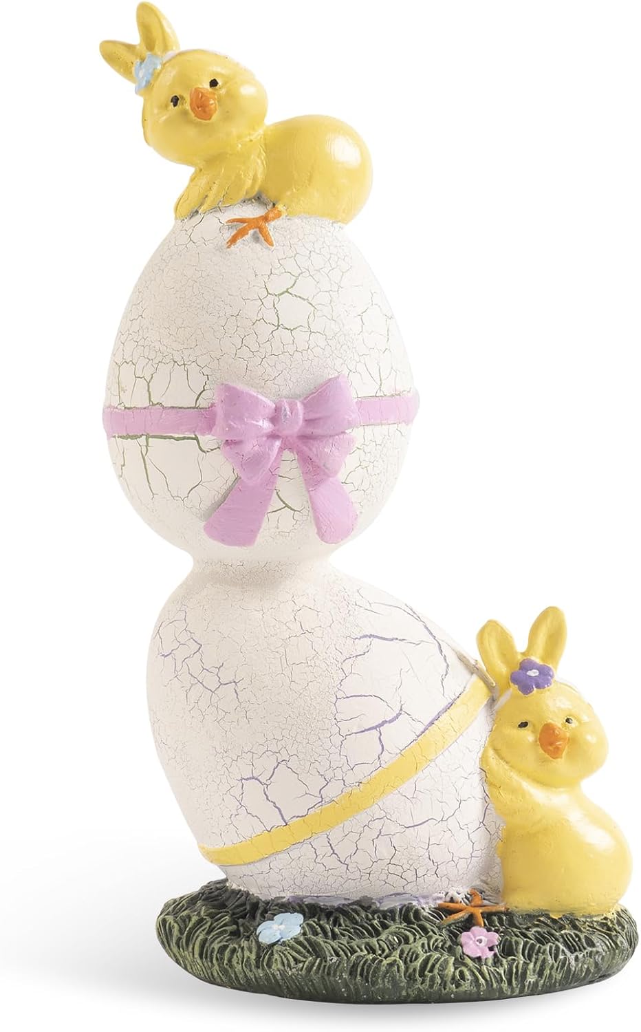 Skiennix Lighted Easter Eggs Figurines - Cute 6.5" H Purple & Green Resin Statues for Spring Decor