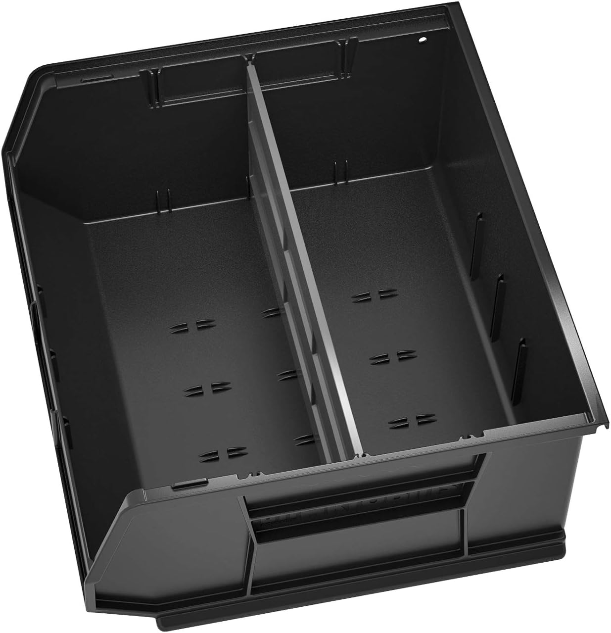 Akro-Mils 30250 AkroBins Plastic Storage Bins, Space-Saving Stackable Bins for Garage, Pantry, Craft Organization, 15" x 16" x 7", Black, 6-Pack
