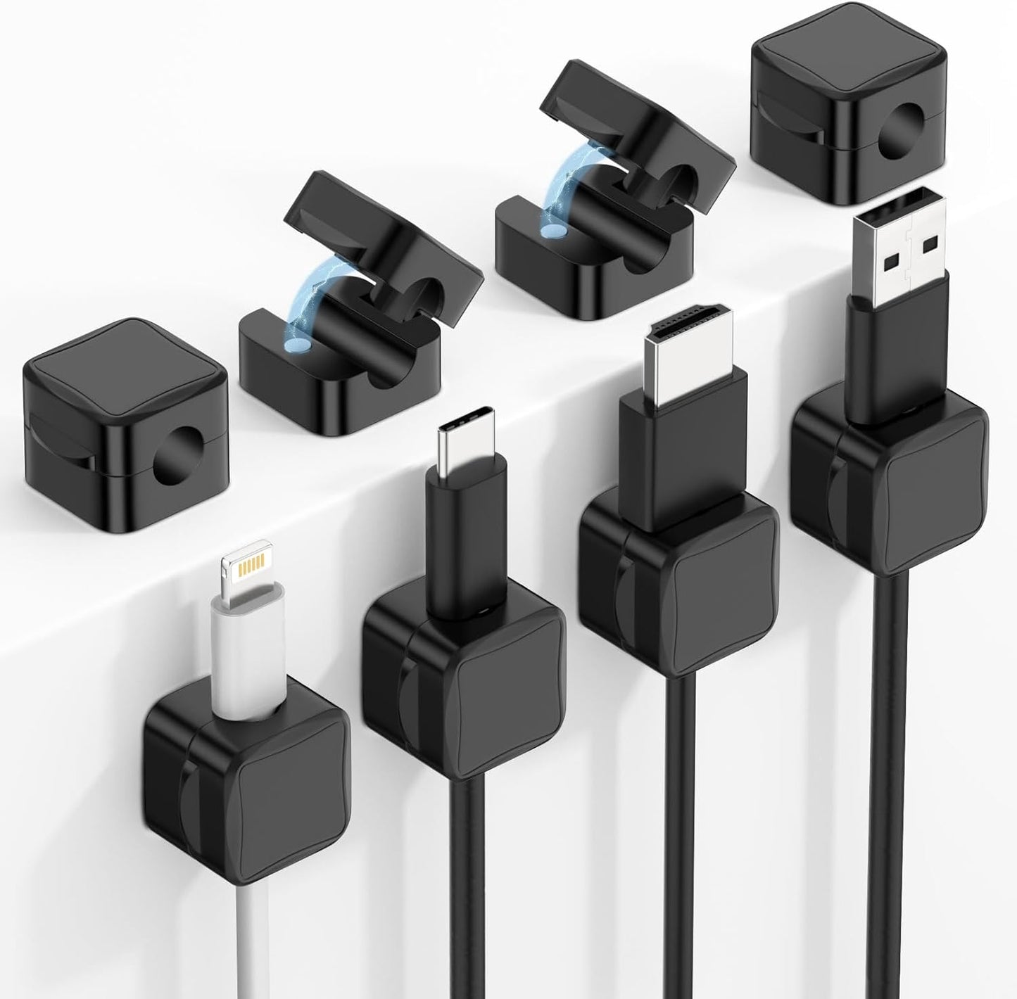 MoKo 8 Pack Magnetic Cable Clips, Desk Cord Organizer, Adhesive Cord Holder, Cable Management Wire Holder Keeper