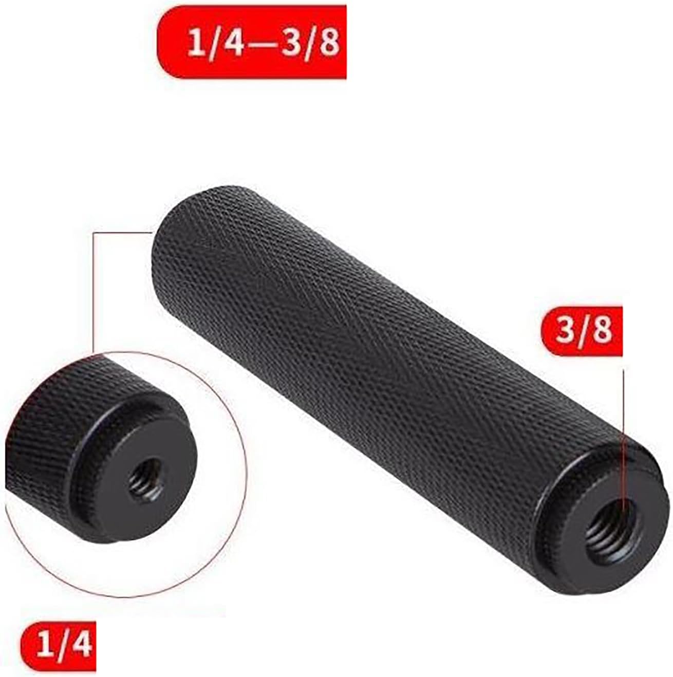 Haoyull 1/4" 1/4" 3/8" Aluminum Alloy Extension Rod Female to Female for Tripods Extend Length of Photography Equipment