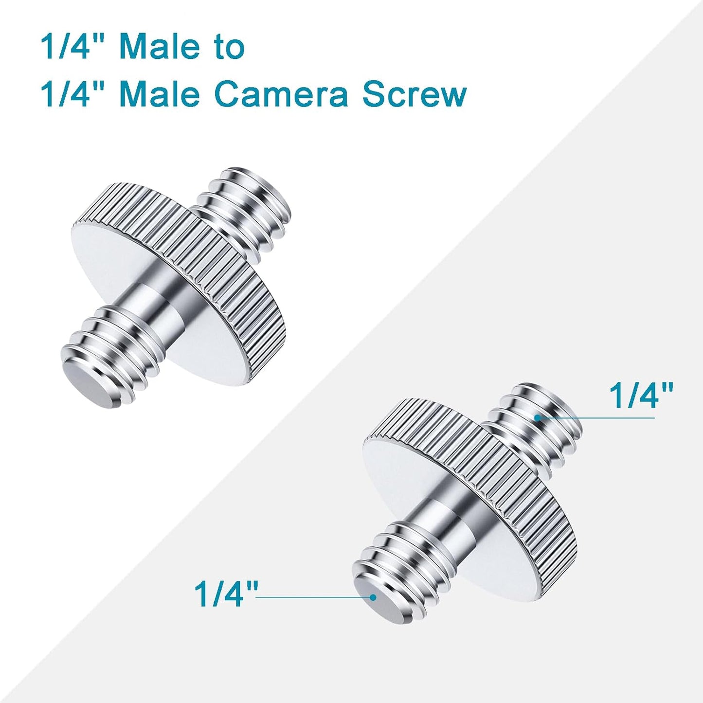 LANXIRE 1/4" 1/4" 2 Packs Male to Male Threaded Tripod Screw Adapter, Double Head Stud Mounting Thread Converter