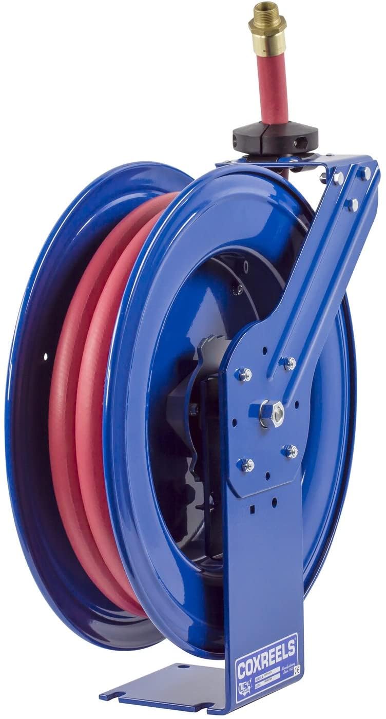 Coxreels SHF-N-525 Retractable Fuel Hose Reel, SH Fuel Series - 3/4” x 25’, 300 PSI - Easy-Maintenance with Brass Swivel and Multi-Position Mount Arm, Heavy-Duty Steel Construction, Made in the USA
