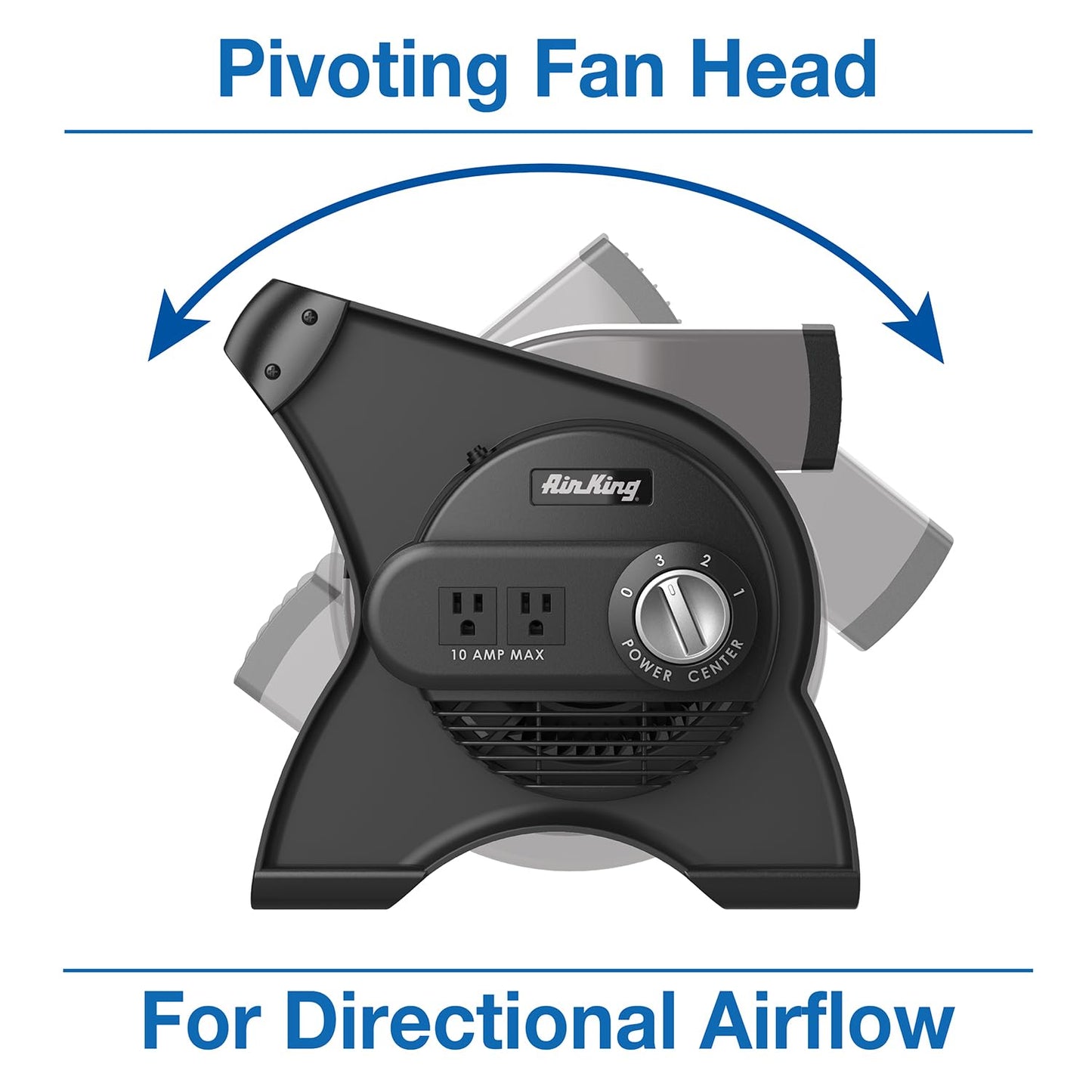 Air King Commercial Grade Pivoting Utility Fan, for Cooling, Ventilating, Exhausting and Drying at Home, Job Site, Work Shop, Construction, 3 Speeds, 11.25", Black, 9550