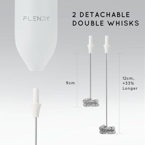Flendy Rechargeable Milk Frother - Handheld Electric Drink Mixer with USB-C Charging Stand | Perfect for Coffee & Matcha