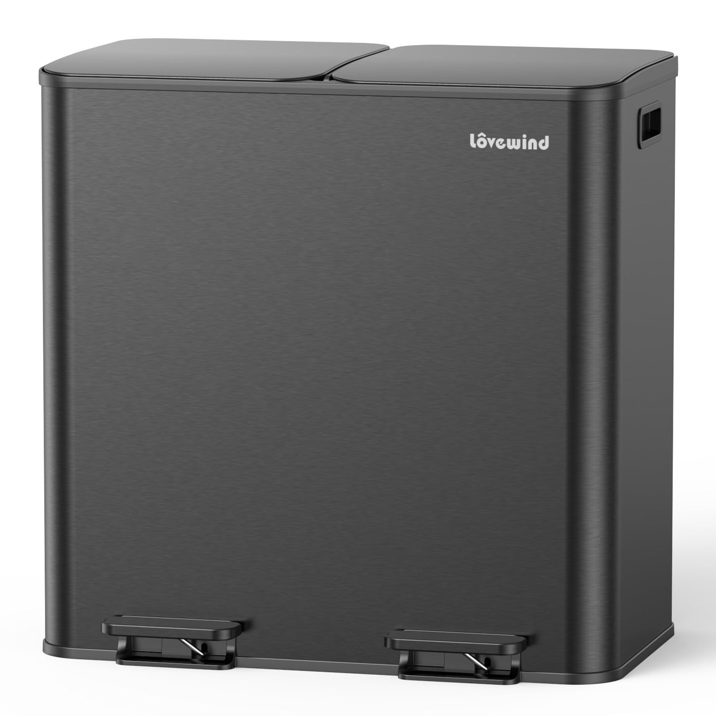 Lovewind Trash Can, 2 x 10.5 Gallon (2 x 40 L) Garbage Can for Kitchen Dual Compartment Recycling Kitchen Step Trash Bin, Stainless Steel Trash and Recycle Bin Combo with Soft-Close Lid, Black